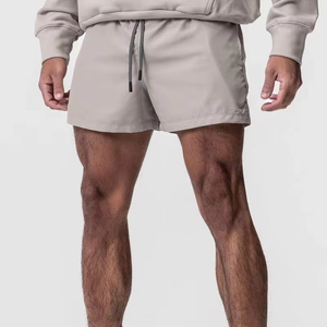 Gym <b>Shorts</b> with <b>Zipper</b> Pocket Breathable Canvas Mid-Waist Casual Running <b>Shorts</b> Plain Dyed Knitted Weave OEM Service Available - Product Image 3