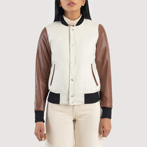 Chaqueta Universitaria de Buena Calidad al por Mayor, Abrigo de Invierno para Mujer, Satén Impermeable y Transpirable, Chaqueta Universitaria con Bordado de Letras - Product Image 1