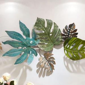 Modern Green and Blue <b>Leaf</b> Metal <b>Wall</b> Hanging Perfect For Dining Room <b>Decor</b> And Meal Space Accent Handcrafted From India - Product Image 3