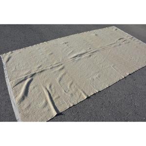 Tapis turc vintage 5,1x10 pieds, écologique, grand patchwork, avec envers en latex, en laine ombrée blanc-gris - Product Image 4