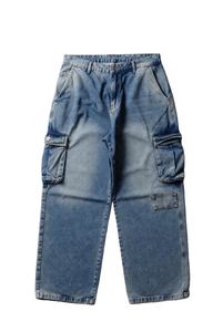 กางเกงยีนส์คาร์โก้ทรงหลวมสไตล์ฮิปฮอป Y2K สำหรับผู้ชาย เอวกลาง ทรงวินเทจ สีดำฟอก ขากว้าง ใส่สบาย เหมาะสำหรับฤดูใบไม้ร่วงและฤดูหนาว มีซิป - Product Image 3