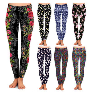 Leggings pour femmes, impression numérique, imprimé floral, taille haute, doux comme du beurre, 92% polyester, 8% élasthanne - Product Image 2