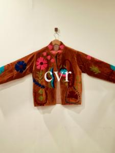 Chaqueta Bohemia de Terciopelo Bordada con Cuello Mandarín, Manga Larga, Estampado Floral, Talla Grande, Ropa Exterior para Mujer, Ropa de Otoño - Product Image 2