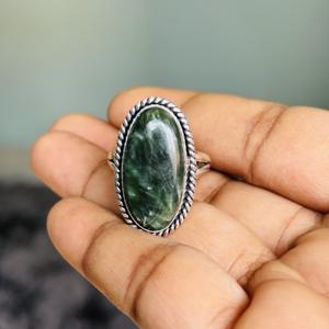 Wholesale 925 Silver plated Seraphinite <b>Statement</b> <b>Rings</b> for Women Engagement & Party Jewelry with 925 Plating - Product Image 3