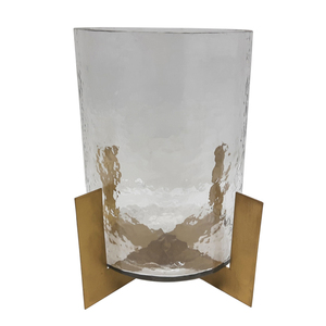 แก้วและเหล็กเชิงเทียนแก้วตอกและสีทองขนาดมาตรฐานเชิงเทียนเสาสําหรับตกแต่งโต๊ะ - Product Image 6