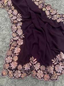 Saree en georgette de style Bollywood avec broderie miroir originale et chemisier à paillettes pour les occasions festives Nouvelle collection 2025 - Product Image 5