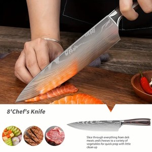 Venta al por mayor personalizado de alta calidad hecho a mano de acero de Damasco OEM ODM servicio profesional estilo japonés Chef cuchillo Set 8 pulgadas - Product Image 4
