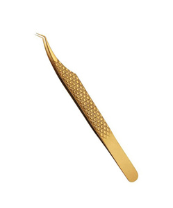 Pince à épiler en acier de marque privée de précision dorée pour les extensions de cils professionnelles par Gray Rocks - Product Image 3