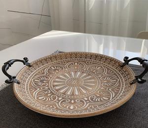 Luxurious <b>wooden</b> <b>serving</b> <b>tray</b> with dark finish and premium build suitable for luxury breakfast or wine night presentation - Product Image 5