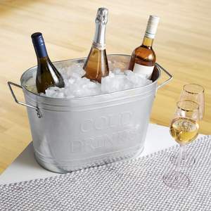 Cubo de hielo de metal galvanizado de diseño elegante con mango, enfriador de vino plateado para ocasiones de fiesta, cerveza, vino y bebidas - Product Image 4