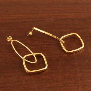 Pendientes de metal para mujer, joyería de diseño de moda, aretes colgantes apilables chapados en oro, ropa de fiesta hecha a mano, gotas minimalistas delgadas - Product Image 5