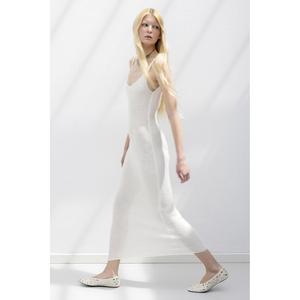 Robe midi en tricot à bretelles - Blanc - Product Image 1
