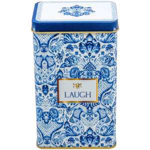 Caja de almacenamiento de metal rectangular de 75x100x150mm con tapa deslizante de capacidad de 1,1 L y patrón decorativo azul y blanco inspirado en Azulejo - Product Image 1