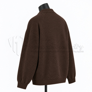 Cárdigan de punto grueso con cuello en V para hombre, suéter con botones y mangas raglán, con bolsillos, ropa exterior informal de otoño, color marrón liso - Product Image 5