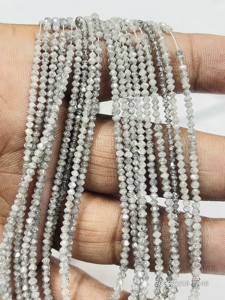 ลูกปัดเจียระไนเพชรสีเทาธรรมชาติ15นิ้ว2-3มม. ลูกปัดแท้สำหรับทำเครื่องประดับ - Product Image 4