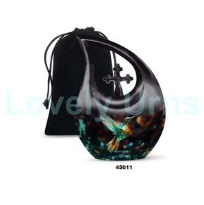 Urna conmemorativa de cremación de colibrí con gota de lágrima azul más vendida para cenizas humanas urna cruzada decorativa con bolsa de terciopelo gratis - Product Image 3