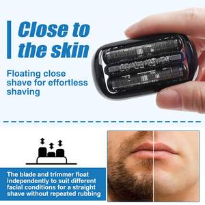 Paquete de 4 cabezales de afeitado eléctricos de repuesto con láminas dobles y triples para afeitadoras rotatorias Series 5 y 6, rasuradora facial lavable - Product Image 6