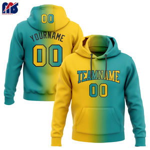 Sweat à capuche personnalisé imprimé par transfert de chaleur coupe ample solide et écologique avec logo de l'équipe Nom et numéro du joueur - Product Image 2