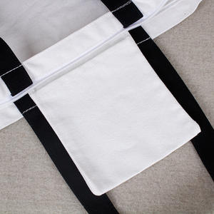 Custom Printed Fashion Striped Canvas <b>Tote</b> <b>Bag</b> <b>with</b> Lace-Up Closure <b>Pocket</b> for Women - Product Image 4