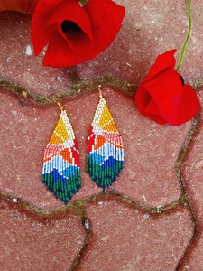 Pendientes de gota con cuentas clásicos hechos a mano únicos, joyería artística larga turquesa para mujer, moda a precio competitivo - Product Image 4