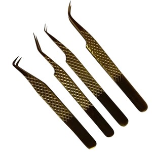 Pinces à épiler professionnelles pour cils, à pointe en fibre et non en fibre, ergonomiques, pour la création de cils en éventail, droites et courbées, instruments de beauté - Product Image 4