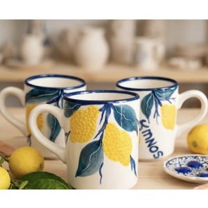 Mug en céramique 3D personnalisé, peint à la main, motif citron et marin, fait main, cadeau promotionnel - Product Image 5