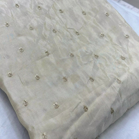 Tela de Seda Pura Teñible con Diseño Metálico Zari Butti Tejido para Sarees, Lehengas y Dupattas Premium - Material sin Coser
