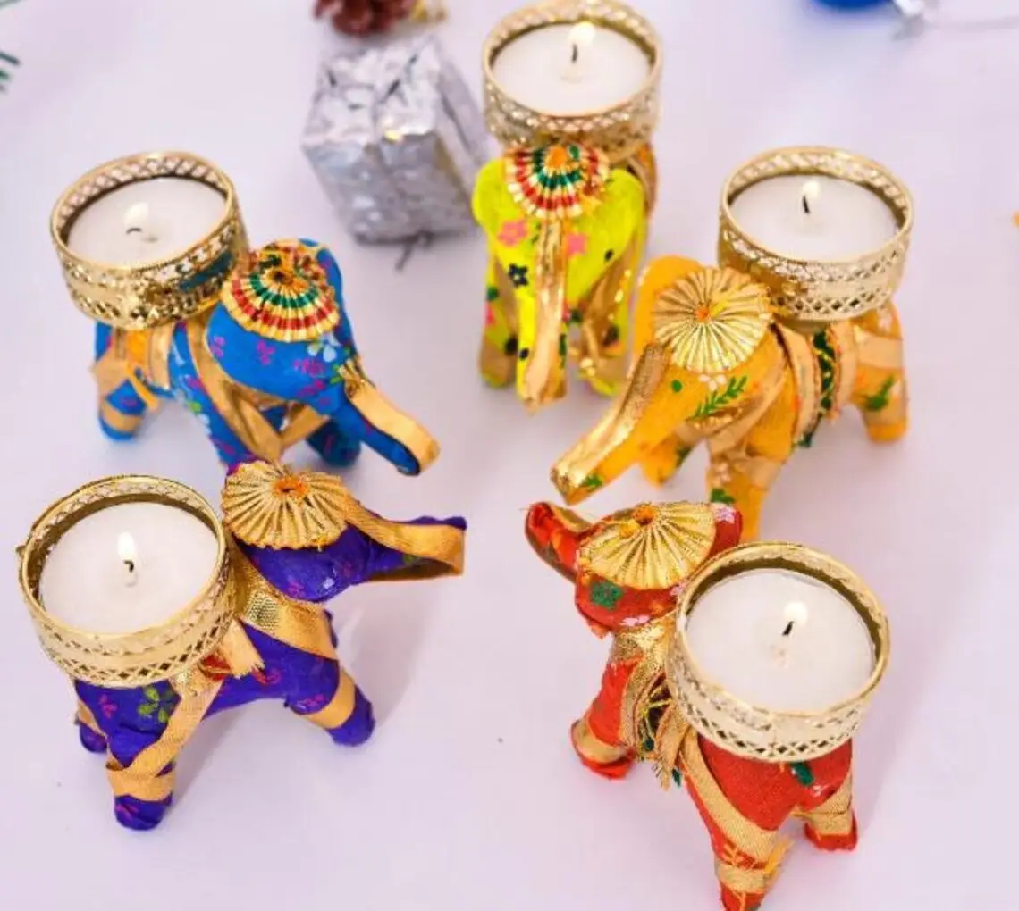 100 Pcs portacandele per tè portacandele per elefante regalo di san valentino Diwali elefante idee regalo Festive decorazioni per la casa regalo di compleanno