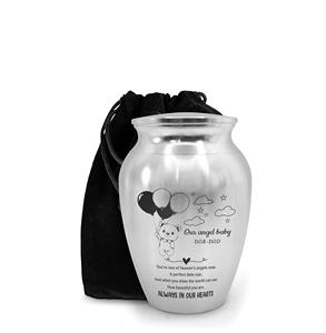 Mini urne personnalisée pour bébé en acier inoxydable Urne décorative gravée commémorative pour la perte d'un enfant en argent de taille personnalisée - Product Image 1