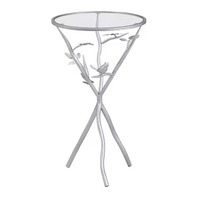 Table centrale ronde Offre Spéciale à trois pieds en finition nickel disponible en miroir polonais élégant petite table en métal meubles de maison