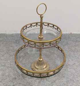 Plateau de luxe à deux étages en verre et métal pour les collations de mariage, support à gâteau, service, design moderne, multifonctionnel, haute qualité - Product Image 5