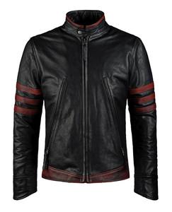 เสื้อแจ็กเก็ตหนังวัวฟอก100% สำหรับผู้ชาย, เสื้อแจ็กเก็ตหนังสำหรับขี่มอเตอร์ไซค์ปกตั้งฤดูหนาวเนื้อผ้าแคนวาส - Product Image 1