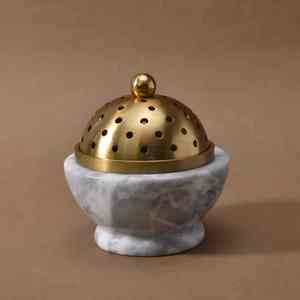 Brûleur d'encens de luxe, écologique, en pierre de travertin naturelle, alliant élégance moderne, décoration de parfum d'intérieur haut de gamme - Product Image 6