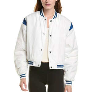 Chaqueta Universitaria Corta de Alta Calidad para Mujer / Chaqueta Universitaria Corta con Diseño de Rayas Personalizado para Mujer en Venta - Product Image 6
