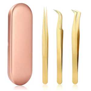 Offre Spéciale bébé pince à cils ensemble acier inoxydable Fiber pointe antistatique Durable poignée fine cils miroir marque privée cils - Product Image 1