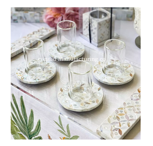 Bandeja con incrustaciones de perlas para madre, bandeja acrílica multiusos de lujo árabe, posavasos, venta al por mayor - Product Image 2