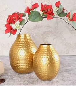 Florero decorativo de hierro y metal para habitación, florero de metal dorado recubierto de polvo dorado, proveedor tradicional indio, mayorista, floreros de metal dorado - Product Image 4