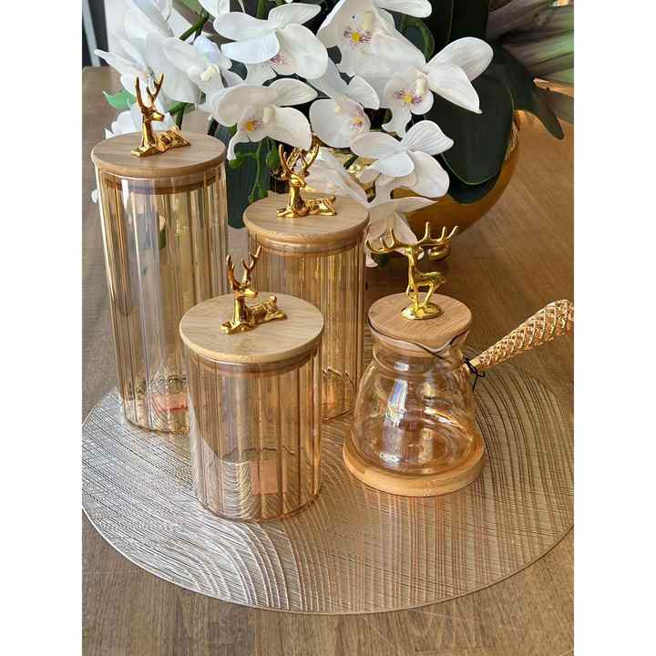 Deer Jar with Lid-Coffee Set of 5