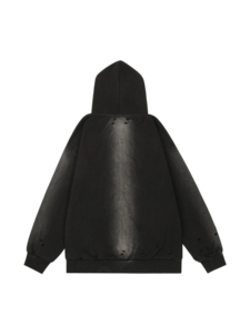 Sudadera con capucha personalizada recortada y cuadrada, sudadera con cremallera lavada con ácido, ropa de calle de algodón desgastado, fabricante de sudaderas con capucha extragrandes de peso pesado. - Product Image 2