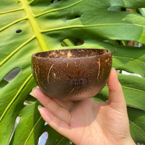 100% Ensemble de bols en noix de coco polie naturelle Ustensiles de cuisine écologiques avec logo personnalisé Artisanat à bas quantité minimale de commande Vietnam, y compris cuillère fourchette - Product Image 2