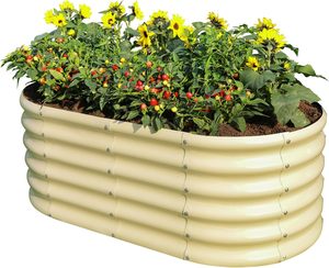 Large Outdoor Oval Raised Garden Bed Planter Galvanised <b>Metal</b> <b>Box</b> <b>for</b> Growing Vegetables Garden Supplies - Product Image 1