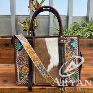 กระเป๋าหนังสะพายข้างสำหรับผู้หญิง, กระเป๋าหนังแท้สไตล์ตะวันตกกระเป๋าถือคุณภาพสูง - Product Image 1