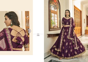 Dhwaja Export Designer Premium Organza Zari Thread Sequins Embroidery Work Georgette Heavy Wedding Lehenga Choli Style Indien - Product Image 4
