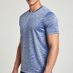 Camiseta de Manga Corta para Hombre, Cuello Redondo, Azul Melange, Corte Regular, Informal, Tejido de Punto, Secado Rápido, 100% Poliéster, Estampado Geométrico Arcoíris - Product Image 2