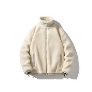 Veste polaire d'hiver unisexe avec un design unique Vêtements d'extérieur Sherpa chauds à manches longues et col montant pour hommes, teints en couleur unie - Product Image 2