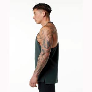 94% algodón 6% Spandex relajado sudor transpirable de corte bajo Neckline abierto Racerback verde cazador hombre ASOS Stringe - Product Image 3
