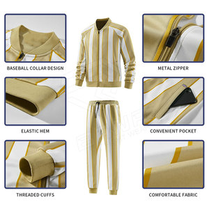 Conjuntos Deportivos Casuales para Hombre, Tallas Grandes, Color Sólido, Manga Larga, Cierre de Cremallera, 100% Algodón, Ropa Deportiva Ligera de Verano, Personalizable con Logotipo - Product Image 3