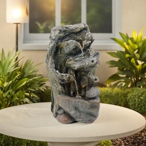 Fontanella d'acqua a LED <span class=keywords><strong>da</strong></span> esterno con decorazioni eleganti <span class=keywords><strong>da</strong></span> <span class=keywords><strong>giardino</strong></span> con pietre impilate <span class=keywords><strong>in</strong></span> resina poliresina fontanella - Product Image 2