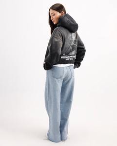 2025 Trendy Heavyweight Custom Oversized <b>Fleece</b> Plain Streetwear Vintage Acid Wash Pullover Distressed Pocket <b>Hoodies</b> <b>for</b> <b>women</b> - Product Image 2