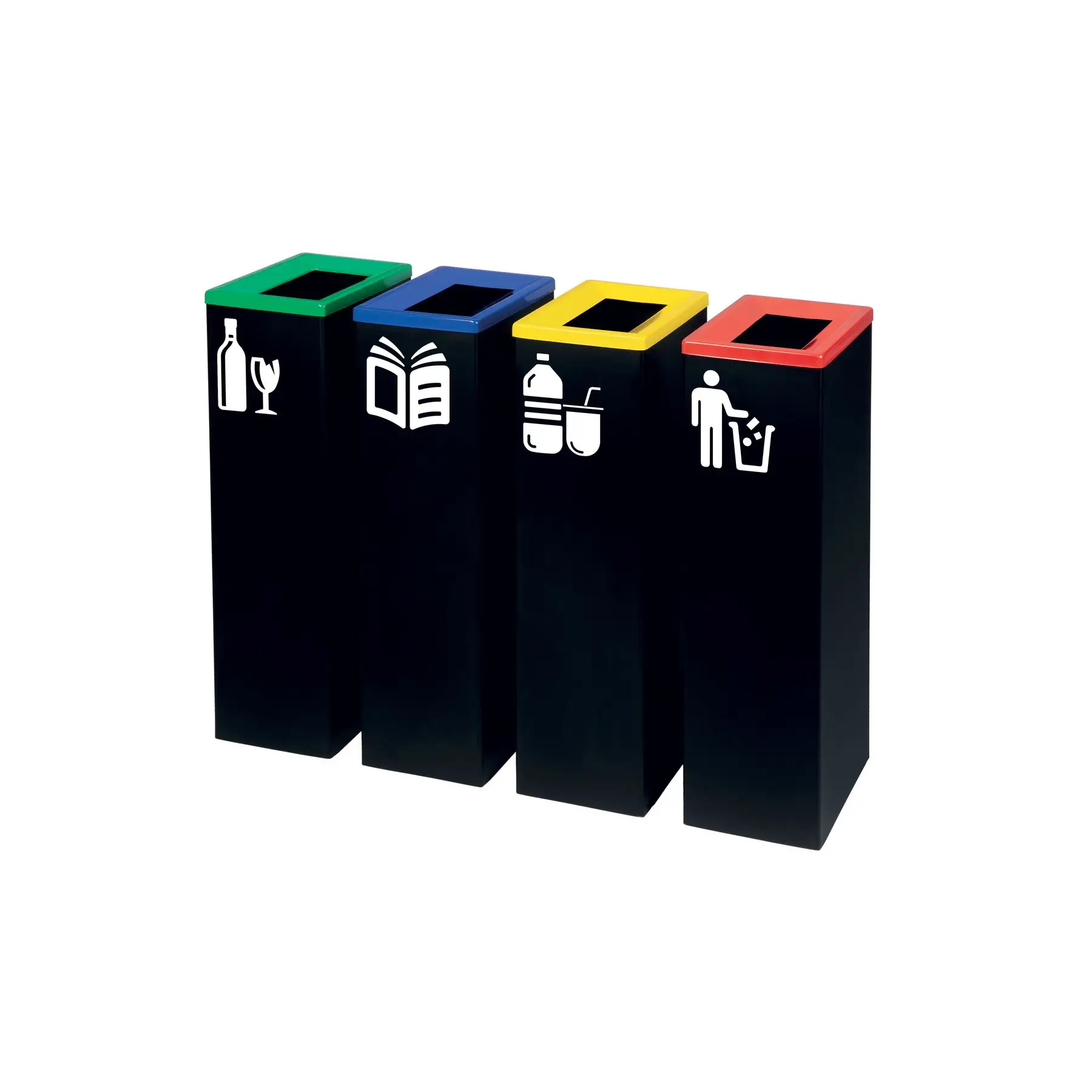 बॉब कलर इंडिपेंडेंट रीसाइक्लिंग मॉड्यूल - विभिन्न ढक्कन रंगों के साथ स्टाइलिश ब्लैक यूनिट, मल्टी-स्ट्रीम अपशिष्ट संग्रह के लिए आदर्श